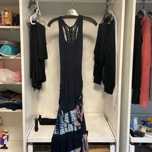 Sky tie dye full length dress